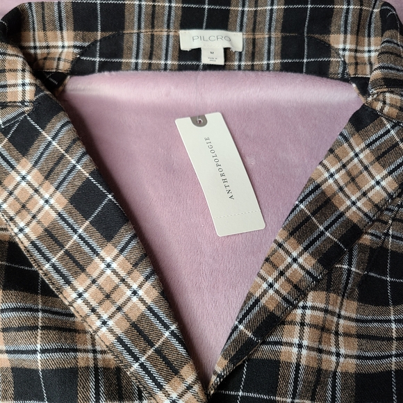 Anthropologie Pilcro Black and Tan Plaid Halter Backless Blouse - Picture 13 of 14